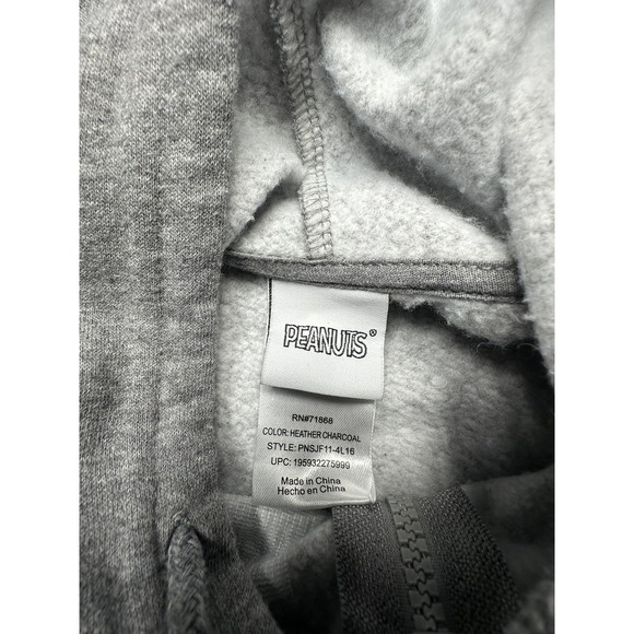 Peanuts Hoodie Mens XS Gray Zip Up Snoopy Woodstock Doghouse Fleece Graphic - Picture 4 of 8